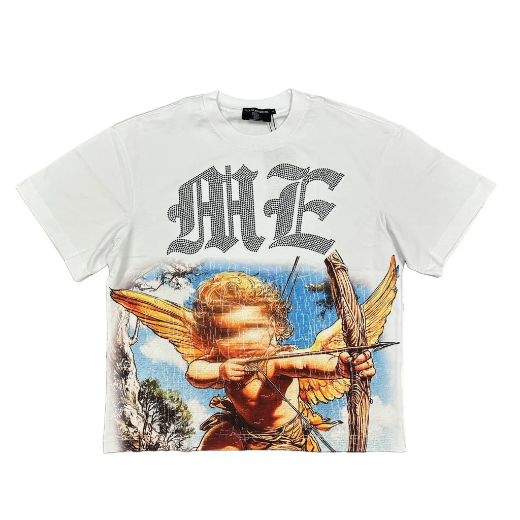 Mixed Emotion White Angel Rhinestone Tee