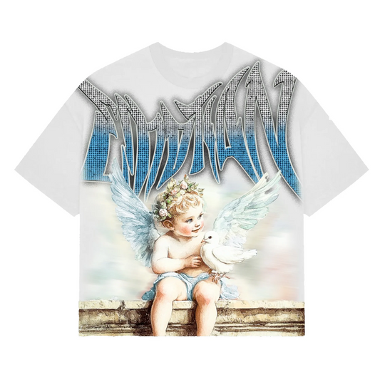 MIXED EMOTION WHITE DOVE RHINESTONE TEE