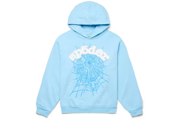 Hoodie Sp5der Web en azul cielo