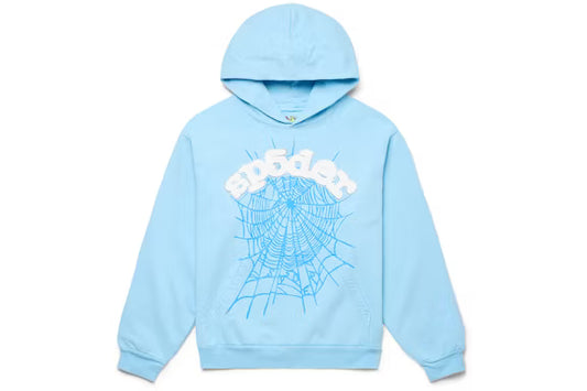 Hoodie Sp5der Web en azul cielo